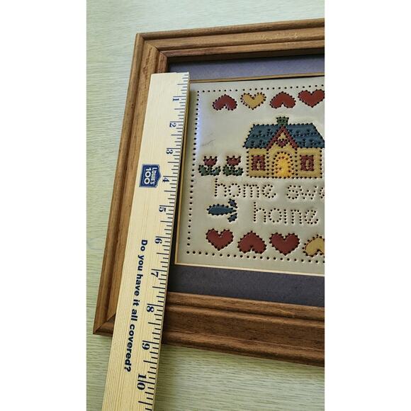 PICTURE-TIN PUNCHED-Framed-"Home Sweet Home"-Signed-Limited Edition-11.5"x11.5" - Picture 9 of 11